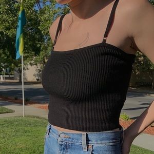 Black ribbed Faye tank top